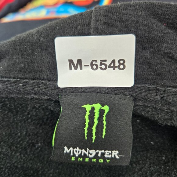 VINTAGE Monster Men Sweatshirt XL Black Hoodie Unleash The Beast Logo Y2K READ - Picture 7 of 11